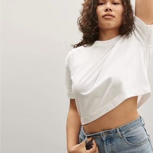 Everlane Organic Cotton Cropped Tee white size small